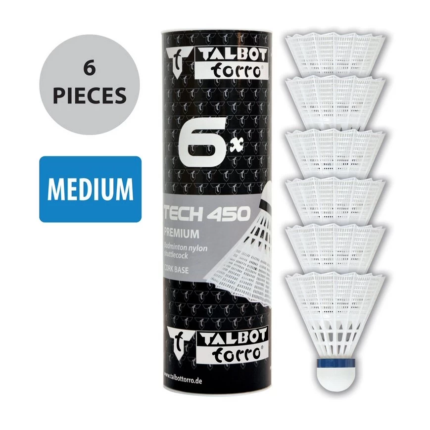 Talbot Torro Badmintonbälle Tech 450 Nylon Weiss Dose 6er 4 Talbot Torro Badmintonbälle Tech 450 Nylon Weiss Dose 6er – Bild 2