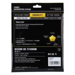 Yonex Badmintonsaite BG 65Ti (Haltbarkeit+Power) Weiss 10m Set -Badminton Verkäufe YONEX NB65TS TENNISSAITE BG65 TITANIUM 2 1200x1200 1