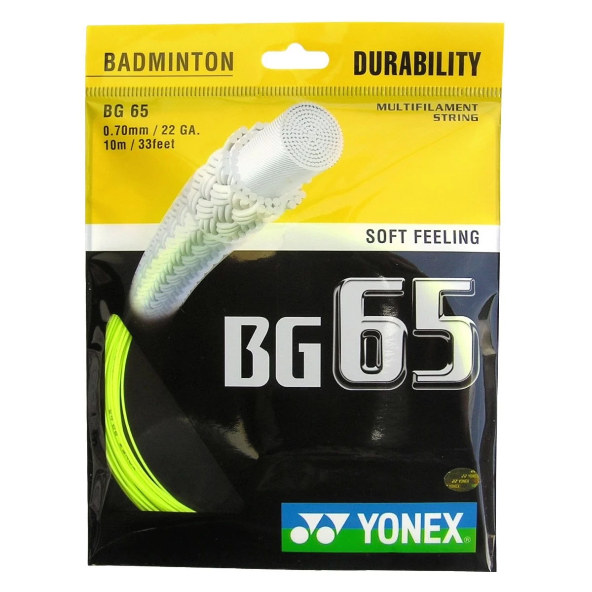 Yonex Badmintonsaite BG65 (Allround+Haltbarkeit) Gelb 10m Set 3 Yonex Badmintonsaite BG65 (Allround+Haltbarkeit) Gelb 10m Set